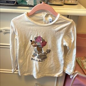 Kids Long Sleeve Shirt with Dog Print - Cream